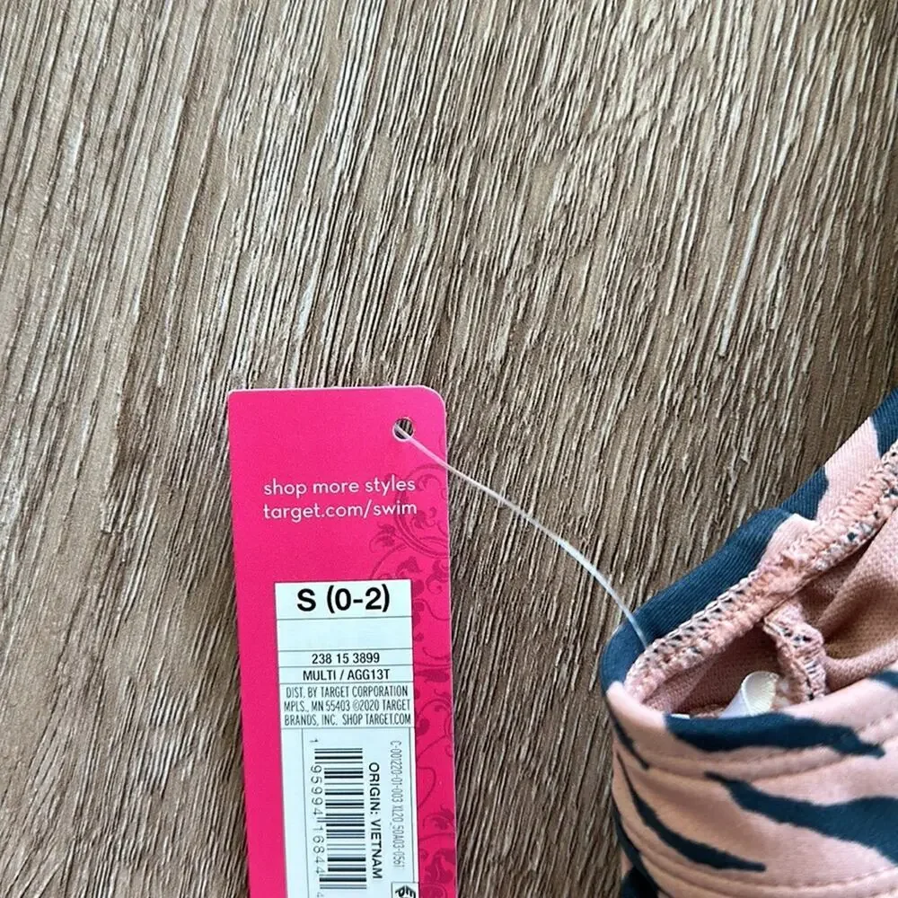 Xhilaration Lace Up Bralette Bikini‎ Top Tan & Black Tiger Print Size Small